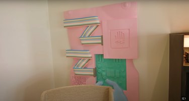 relief sculpture by artist Matthew Palladino in Hilary Duff's living room