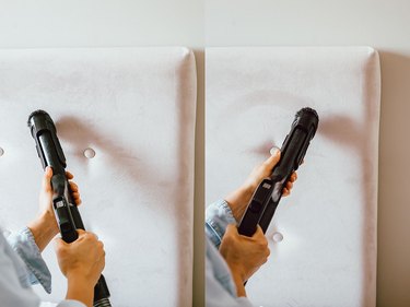 Vacuuming an upholstered headboard