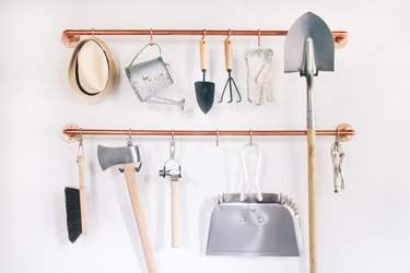 copper wall unit for tools in garage