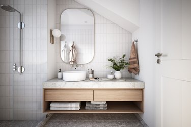 Modern bathroom interior stock photo.