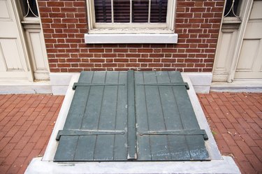 Green Exterior Storm Cellar Doors