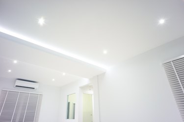 LED strip light and illumination suspended on ceiling.