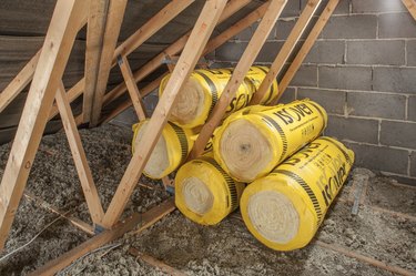 Loft insulation in roof space.