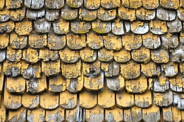 Old Yellow Peeling Wood Shingles