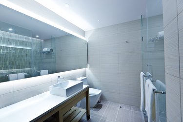 Contemporary Bathroom Design with Glass Shower Stall