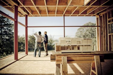 Architectural model on home construction site