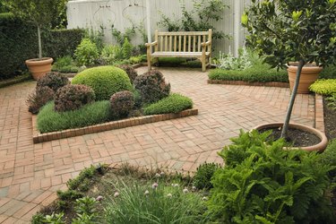 Landscaped Small Back Yard Urban Patio Garden with Furniture, Flowers