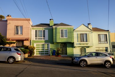 colorful Residential houses at sunset