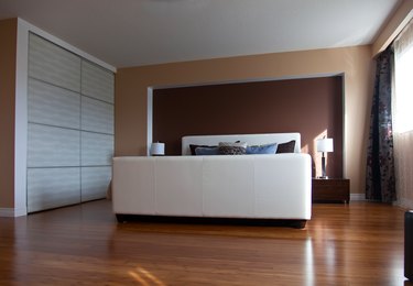 Modern contemporary apartment bedroom interior design after bamboo floors renovation