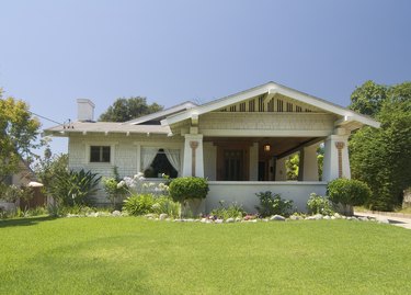 Exterior one story bungalow at Pasadena California