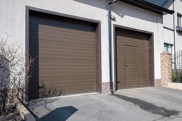Closed doors of a residential garage block