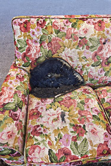 Evidence of a Fire Hole in a Sofa