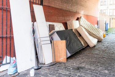 Urban fly tipping - mattress, bed and other household items