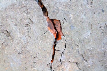 Cracked brick wall. Close-up. Background. Texture.