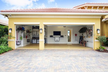 Well organized clean three car residential garage