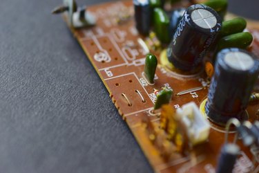 Electronic Board with radio elements close up