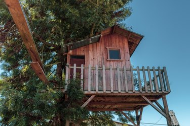 Treehouse for kids in the garden. Playhouse
