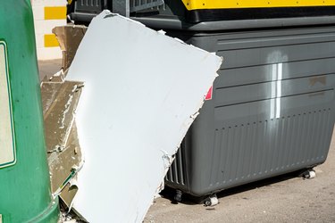 Broken plasterboard.