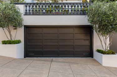 Exterior of a two-car garage.