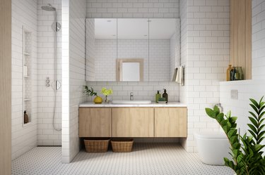 Modern bathroom interior stock photo.