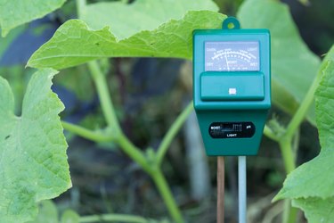 Ph meter, wet and luminosity sensor modern gardening concept.