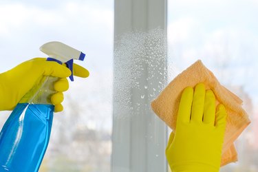 Cleaning windows.