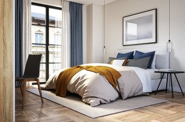 Modern bedroom interior - stock photo.