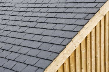 Close-up of dark gray roof slates