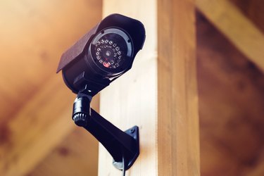 black security surveillance camera