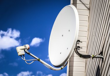 Satellite dish installed on a house.