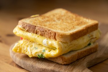 Breakfast sandwich with omelet eggs