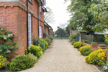 Driveway of English house and garden, UK