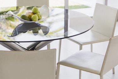 Modern dining table and chairs.