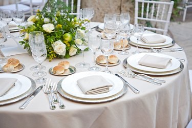 A table set for a reception.