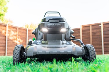 Battery powered 56 volt electric lawnmower for eco lawn care