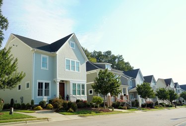 New homes on a quiet city street in Raleigh North Carolina