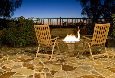 Luxurious outdoor fire pit with seating to view the sunset