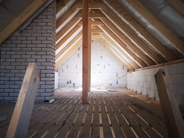 unfinished attic. interior work on the second floor