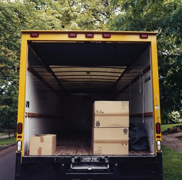 Boxes in Back of Moving Van