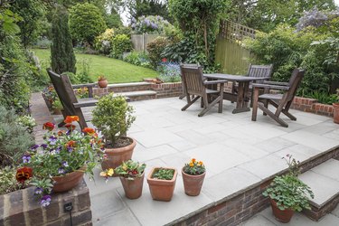 Hard landscaping, new luxury patio and garden, UK