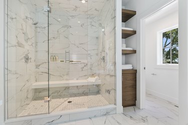 Decorative tile adds classy element to master shower