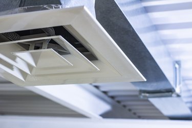 square anemostat on galvanized duct ventilation system details