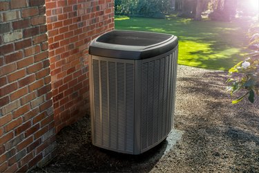 Energy-efficient heat pump with a sun flare.