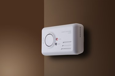 Carbon monoxide alarm installed on wall.