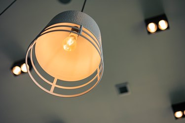 hanging light bulb switched on