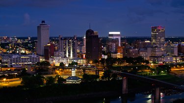 Aerial View of Memphis, Tennessee at Night