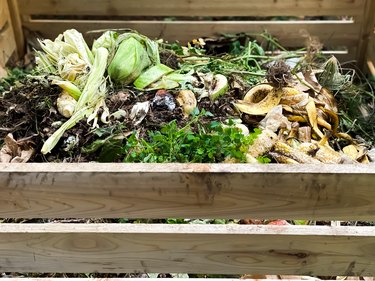 full wooden compost bin