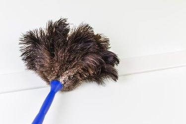 Feather duster at ceiling