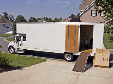 Moving and storage truck Side View With Open Door