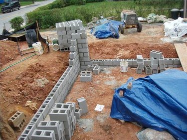 Cinder block house store construction